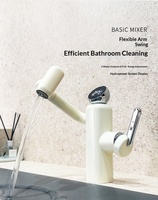 Robinet de lavabo moderne ELOILO en cuivre avec affichage numérique, bras mécanique rotatif à 360° en céramique, eau chaude/froide, à poser sur le comptoir pour salle de bain