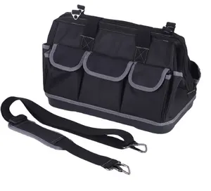 12 inch oxford công cụ túi với đáy cứng đa túi rộng miệng công cụ Tote với điều chỉnh dây đeo vai