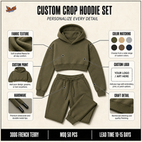 Ensemble sweat à capuche et jogging personnalisé OEM en mélange de coton, sweat à capuche court assorti, survêtement en gros, directement de l'usine