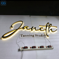 Letrero de Metal con Retroiluminación LED 3D, Letrero con Logotipo Personalizado con Retroiluminación, Letrero de Pared para Negocios, Salón de Belleza, Recepción Interior
