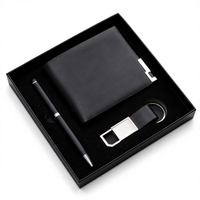 Ensemble de bureau portable en métal personnalisable : porte-cartes de visite, stylo signature et porte-clés – Ensemble raffiné et pratique en trois pièces pour