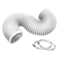 Conduit d'air en PVC blanc flexible de 8 pieds en aluminium pour HVAC et échappement de cuisines