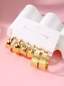 Juego de 3 Piezas de Aros Grandes Modernos con Diseño Geométrico para Mujer - Product Image 3