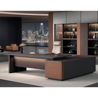 Bureau d'ordinateur de luxe en forme de L, poste de travail moderne pour PDG, ensemble de mobilier de direction avec tiroirs pour table de bureau