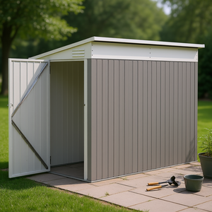 Abri de jardin métallique gris clair 1,2 m x 2,3 m avec porte verrouillable et aérations pour cour, patio et pelouse - Product Image 2