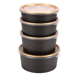 Bol en papier jetable à paroi simple avec couvercle, fond rond, en kraft, doré, pour aliments chauds/froids – Fournisseur Fabricant - Product Image 6