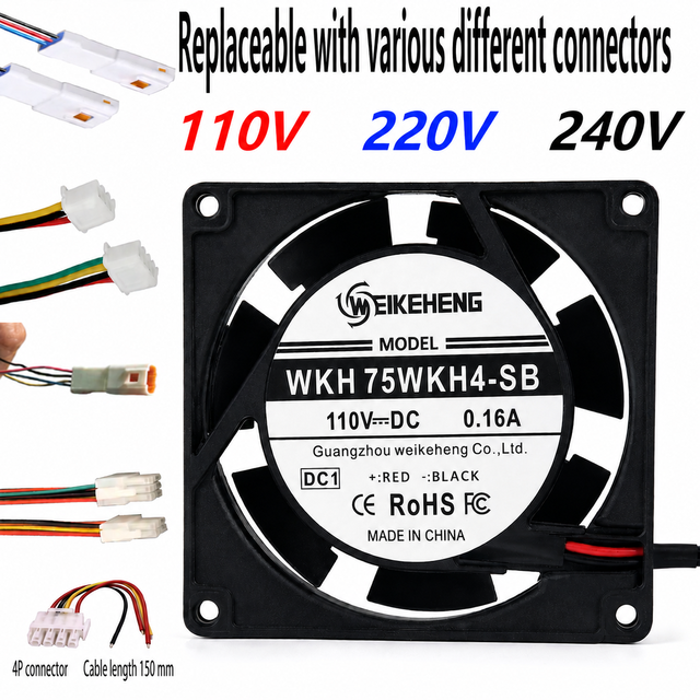 High Speed WKH 75WKH4-SB 110V DC 0.16A 80x80x25mm Brushless Industrial Server Inverter Axial Flow Fan Cooling Fan High Airflow