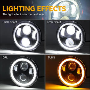 Xtx 5.75 Inch Front LED Motorcycle Headlight for Off-road Vehicles Full Round 4 Beads 60W with Angel Eyes 1 Year Warranty - Product Image 3
