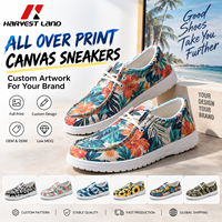 Baskets en toile à imprimé intégral, motif artistique personnalisé, chaussures décontractées basses personnalisées, OEM ODM, chaussures à marque privée
