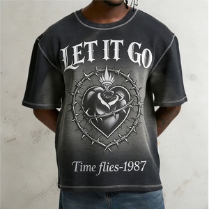 เสื้อยืดคอกลมโอเวอร์ไซส์ผ้าคอตตอนวาฟเฟิลเนื้อหนา 250GSM สำหรับผู้ชาย ขายส่งจากโรงงาน - Product Image 1