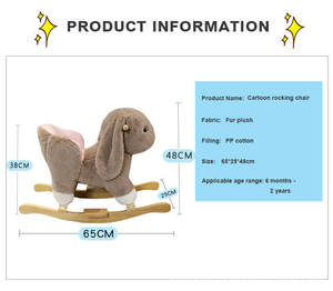 <span class=keywords><strong>Cheval</strong></span> à bascule Lapin et Éléphant pour enfants avec une capacité de 50 kg - Jouet mignon et durable à bascule et à roulettes, conception anti-chute pour les tout-petits - Product Image 2