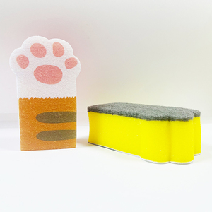 Dibujos animados lindo gato forma esponja estropajos personalizado impreso 3 capas plato lavado cocina esponja - Product Image 3