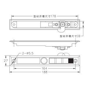 Kẽm Hợp kim nhôm hợp kim của nhãn hiệu tự động kính cửa trượt cửa sổ klick khóa với xử lý 205B - Product Image 2
