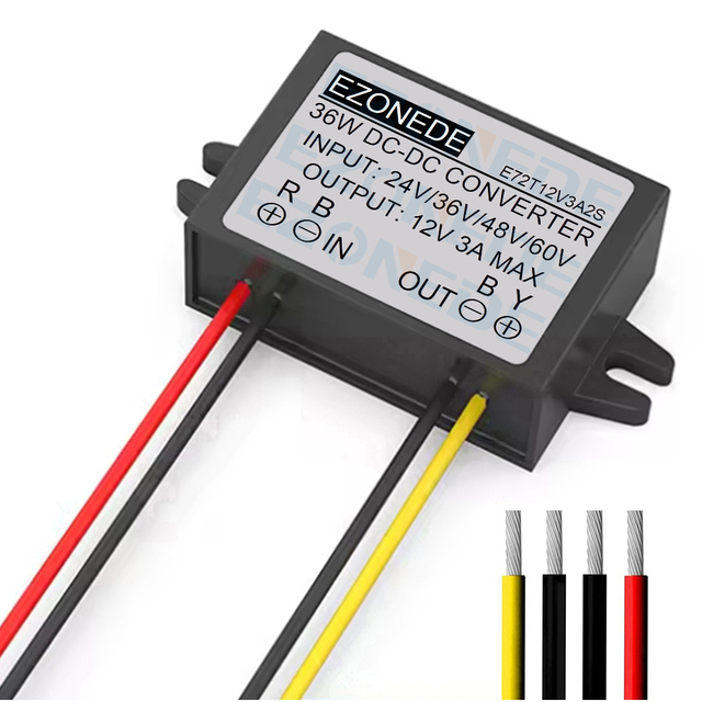 DC/DC 24V 36V 48V 60V Step Down to 12V Converter Regulator Reducer 3A 36W Automatic Reducer Transformer for Golf Cart Club Car