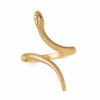 Ensemble de bagues et bracelets ajustables en forme de serpent doré, style exagéré et haut de gamme, pour femme