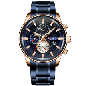 <span class=keywords><strong>Best</strong></span> <span class=keywords><strong>Buy</strong></span> orologi alla moda da uomo con orologio al quarzo con cronografo sportivo di lusso in acciaio inossidabile blu - Product Image 1