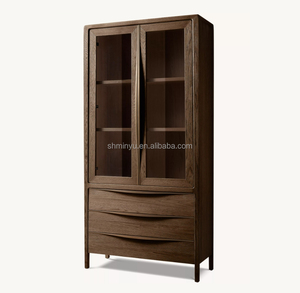 Minyu 2025 Sang Trọng Hiện Đại Phong Cách Pháp Sồi Kính Tủ Với Ngăn Kéo Cổ Điển Gỗ Hiển Thị Tủ Cho Phòng Khách - Product Image 4