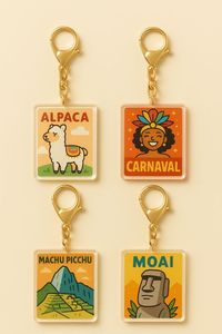 Porte-clés souvenir personnalisé en acrylique transparent écologique avec logo imprimé UV, motif de dessin animé, forme rectangulaire, pendentif en plastique personnalisé - Product Image 2