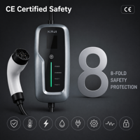 Chargeur de véhicule électrique portable de haute qualité en argent, mode 2 avec connecteur de type 2, câble de charge EVSE 16A pour usage domestique
