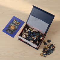 Boîte à puzzle pliable magnétique en carton rigide mat biodégradable avec doublure en éponge en matériaux recyclés noirs
