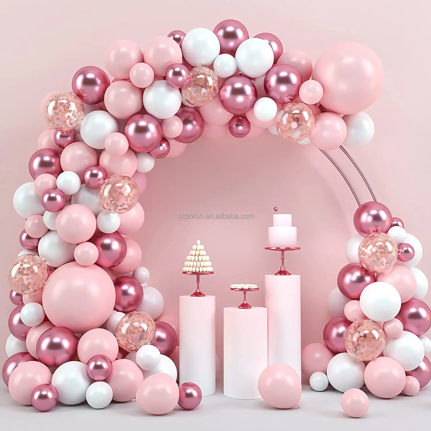 Rose Gold Pink and White Balloon Garland arch for Woman Girl Birthday Girl Baby Shower Mother's Day Engagement Party Decorations
