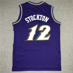 Vente en gros de nouveaux maillots de basket-ball américains cousus nouvelle saison #32 Malone #12 Stockton <span class=keywords><strong>Utah</strong></span> <span class=keywords><strong>Jazz</strong></span> maillots - Product Image 4