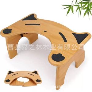 Wooden <b>Bathroom</b> Step <b>Stool</b> Folding Anti Slip Solid Wood Kids Toilet Footstool - Product Image 2