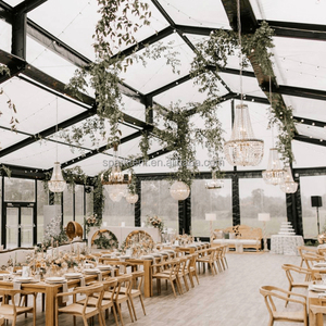 خيمة أتريوم بإطار من الألومنيوم الأسود شفافة من كلوريد البولي فينيل أو جدار زجاجي لحفلات الزفاف والمطاعم - Product Image 4