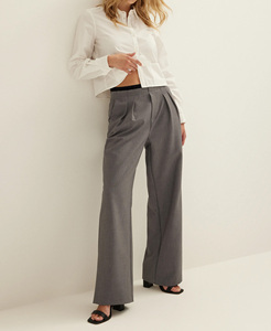 Pantaloni da donna a gamba larga da donna pantaloni larghi 2024 moda Business <span class=keywords><strong>con</strong></span> fascia elastica plissettata dritta lavoro da ufficio pantaloni Casual - Product Image 2