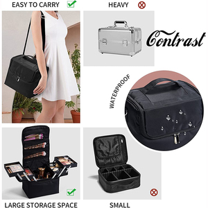 Voyage Train Case Maquillage Boîte De Rangement avec Bandoulière <span class=keywords><strong>Vanity</strong></span> Case et Beauty Case Organisateur Fermeture À Glissière Bagages - Product Image 3