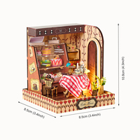 IIECREATE Maison en bois 3D pour adultes, puzzle miniature, artisanat en bois, modèle de bricolage, ensemble de jouets, échelle 1:24, écologique, fait à la main