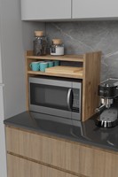 Moderne 2-laags magnetron- en kruidenrek keukenkast organizer van spaanplaat, duurzaam & duurzaam, niet-opklapbaar ontwerp