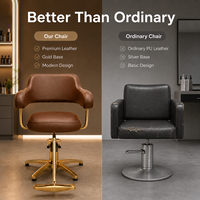 Fauteuil de Salon de Luxe XFMC en Cuir PU Marron avec Base Hydraulique Dorée – Chaise de Coiffure Moderne Personnalisée pour Salon de Coiffure et Mobilier de Salon