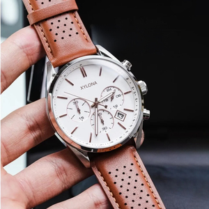 <span class=keywords><strong>Orologio</strong></span> Cronografo da <span class=keywords><strong>Uomo</strong></span> <span class=keywords><strong>con</strong></span> <span class=keywords><strong>Cinturino</strong></span> <span class=keywords><strong>in</strong></span> <span class=keywords><strong>Pelle</strong></span> e Rete Traspirante, Quadrante <span class=keywords><strong>in</strong></span> Acciaio Inossidabile e Lancette Luminose - Product Image 5