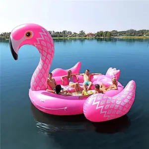 Kolam Renang Tiup Float Pulau, Flamingo Unicorn 6 Orang Tiup Floating Island Lounge dengan Harga Bagus