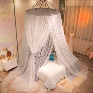 Filet de rideau suspendu princesse cerceau rond lit transparent <span class=keywords><strong>moustiquaire</strong></span> pour lit King Size lit à baldaquin - Product Image 1