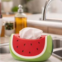 Boîte à mouchoirs en plastique en forme de pastèque, haut de gamme, pour table basse de salon, support de rangement créatif pour serviettes, style campagnard américain