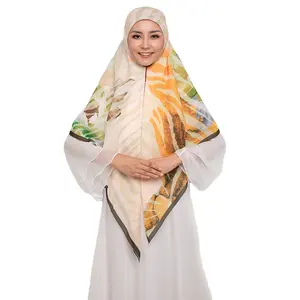 Imprimé numérique Tissu Respirant Foulards Hijab 120*120cm pour La Malaisie Musulman