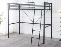 Lit mezzanine robuste en métal pour adultes, lit familial en acier et fer forgé, lit surélevé