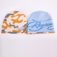Bonnet réversible personnalisé avec logo, en tricot jacquard, pour l'hiver, camouflage, double face, bonnet skully unisexe, bonnets chauds en gros