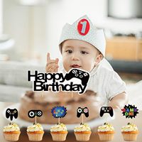 Décoration de gâteau de jeu vidéo 13 pièces thème de jeu vidéo décoration de gâteau scintillant double face fournitures de fête d'anniversaire pour les fans de jeu