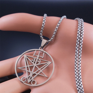 Nouveau pendentif Lucifer Signal, <span class=keywords><strong>pentagramme</strong></span> creux <span class=keywords><strong>du</strong></span> <span class=keywords><strong>diable</strong></span>, collier en acier inoxydable pour hommes et femmes, collier avec pendentif sceau <span class=keywords><strong>du</strong></span> <span class=keywords><strong>diable</strong></span> - Product Image 2