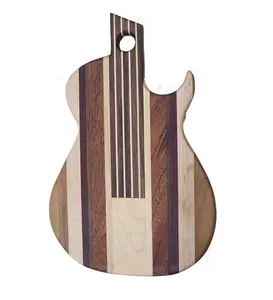 Planche à découper de boucher en forme de guitare, bloc à découper fait à la main en bois d'acacia