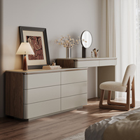 Commode-Table de Maquillage Liuguang 2025 – Nouvelle Collection Luxe Léger Haut de Gamme, Style Minimaliste Italien, en Bois Massif, Multifonctionnelle pour Chambre à Coucher