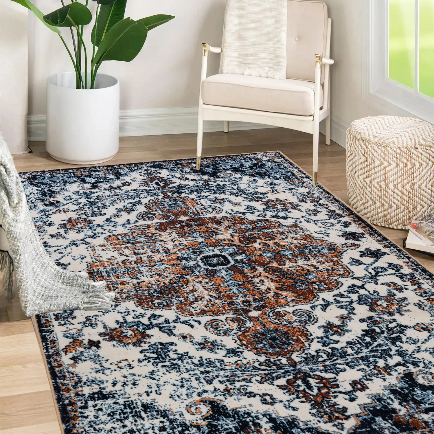 Karpet area boho karpet foto cetak kustom kualitas tinggi dapat dicuci untuk karpet dapur
