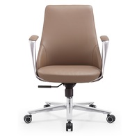 Chaise de bureau pivotante ergonomique en cuir PU de style moderne, avec hauteur réglable et base métallique, pour usage commercial