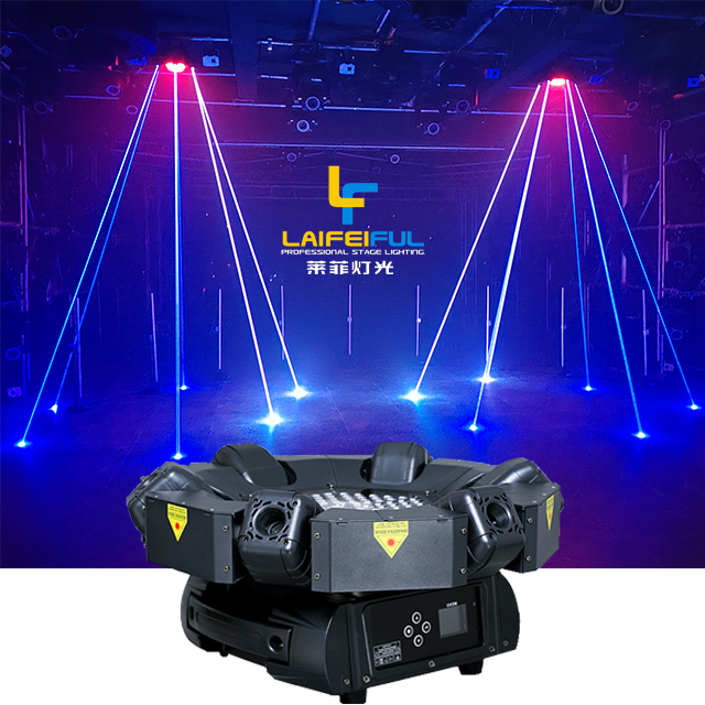 Round 12W 6-head Dmx512 Control Party Stage Performance Disco Dj Lighting Laser Lights