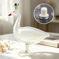 Bouteille à whisky en verre borosilicate de 350 ml en forme de canard unique, carafe à vin transparente avec logo personnalisé