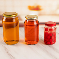 Déstockage en stock, prix usine, vente en gros, bocal en verre rond vide de 750 ml (25 oz) de qualité alimentaire pour pâtes avec couvercles à visser
