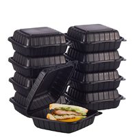 Boîte à lunch jetable à 3 compartiments en plastique à emporter pour la préparation des repas au restaurant Emballage pour la restauration